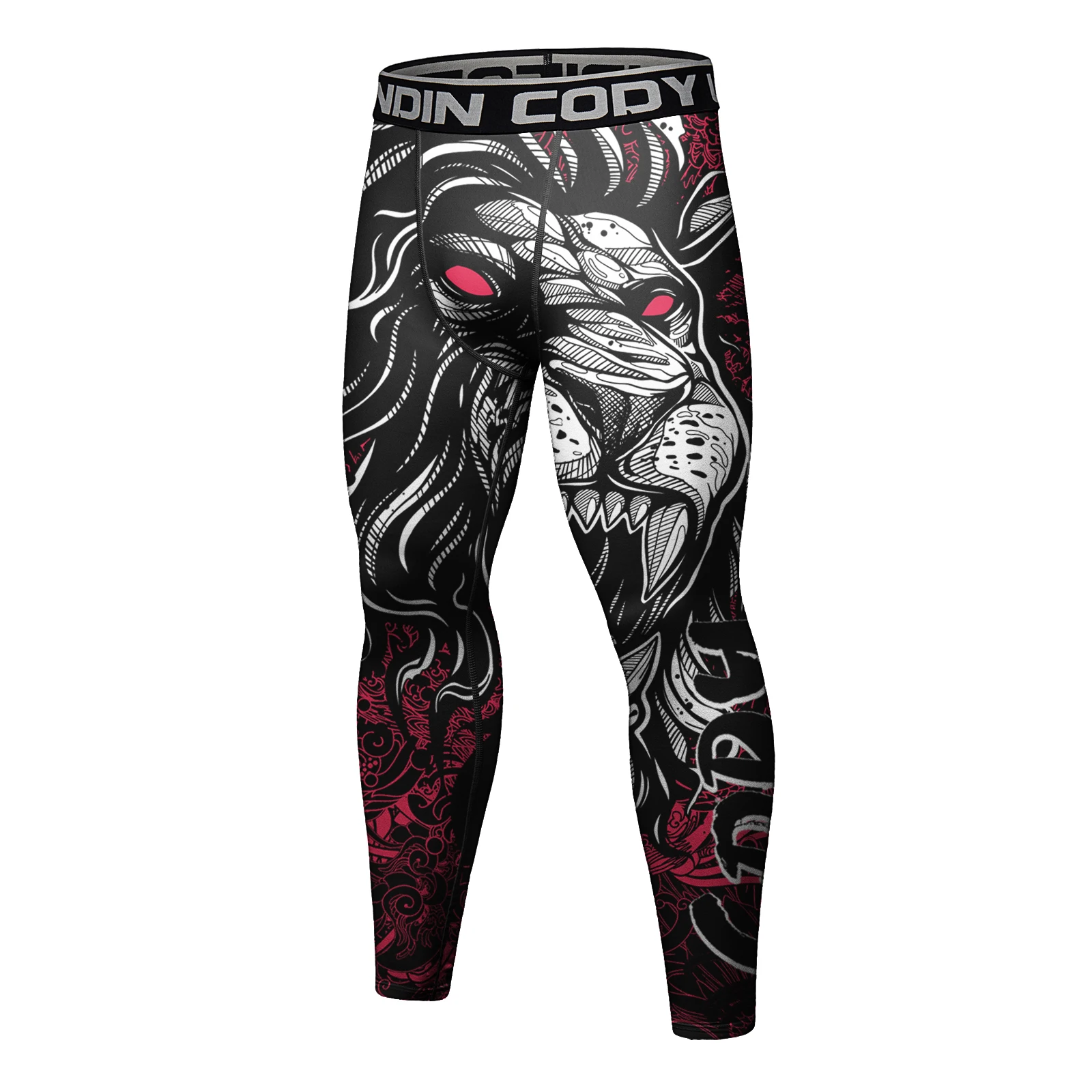 Cody Lundin Men's BJJ Animal Printed Wrestling Compression Tight Leggings Multi Sport Water Sports Bottoms Elasticity Pantst