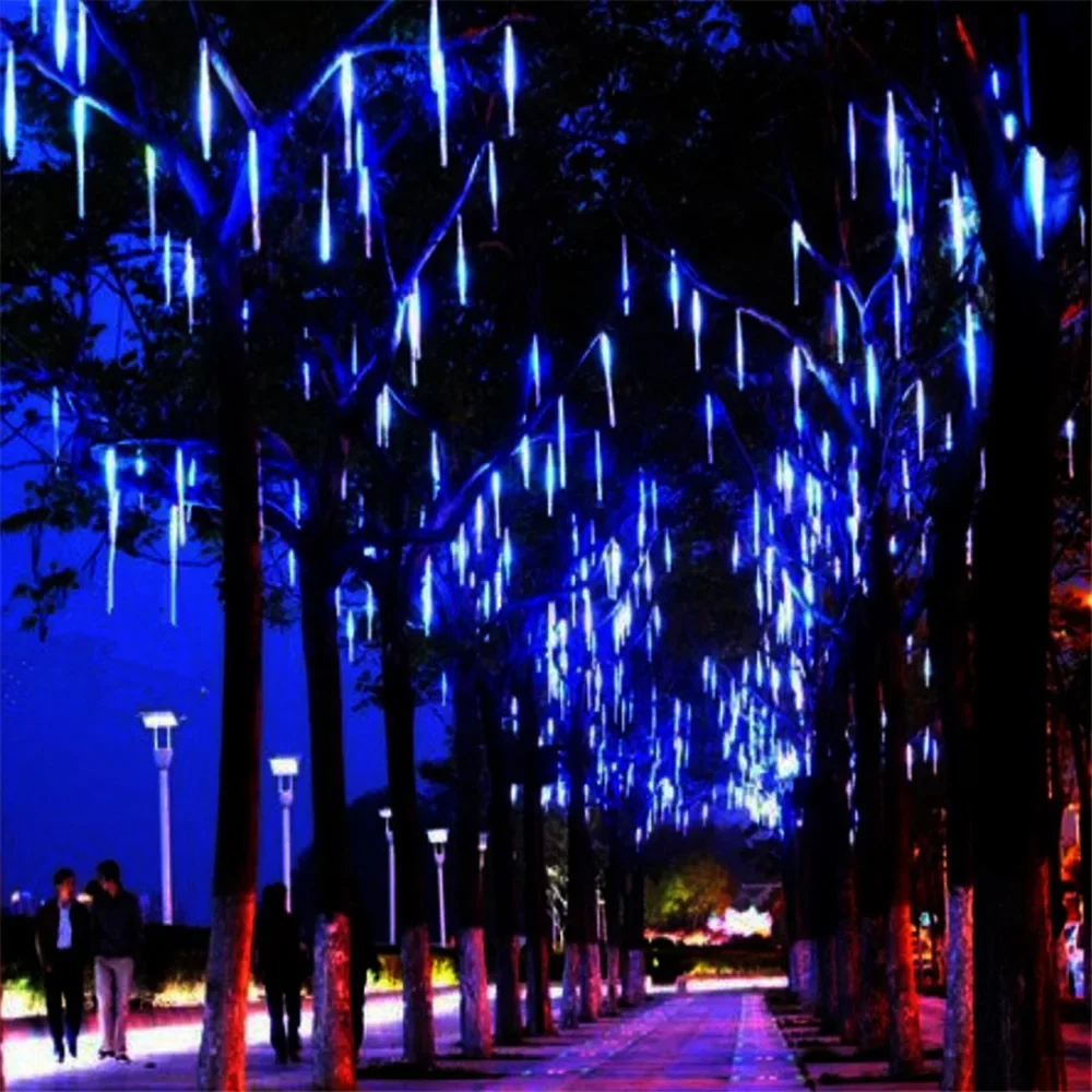 USB Meteor Shower Lights 30CM8Tubes-50CM8Tubes LED String Warm White Blue Colorful IP54 Waterproof 8 Mode Christmas Garden Decor