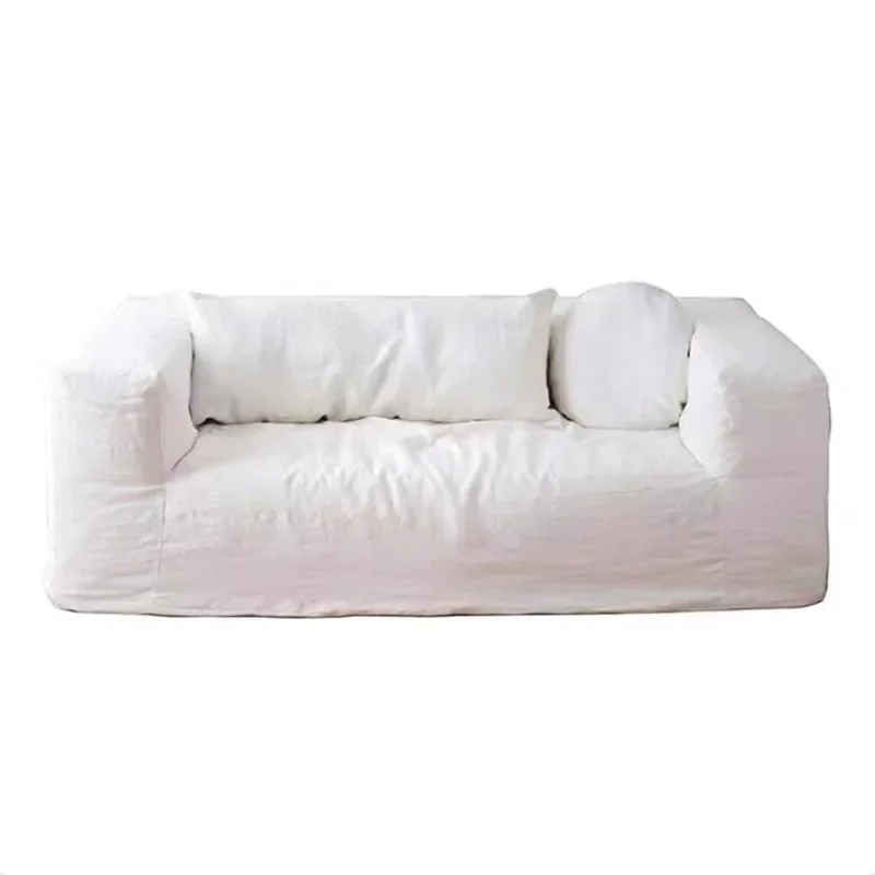 Japanese-style wabi-sabi wind, bed and breakfast hotel cotton and linen fabric, washing linen double sofa