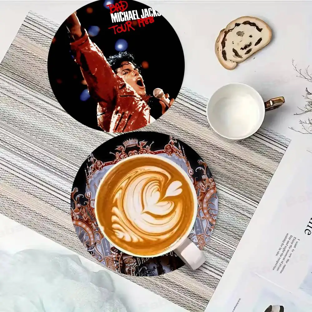 Pop Singer Michael Jackson 1pc Pattern Coaster Tea Cup Heat Insulation Pad Anti-scalding Anti-slip Table Bowl Plate Mat