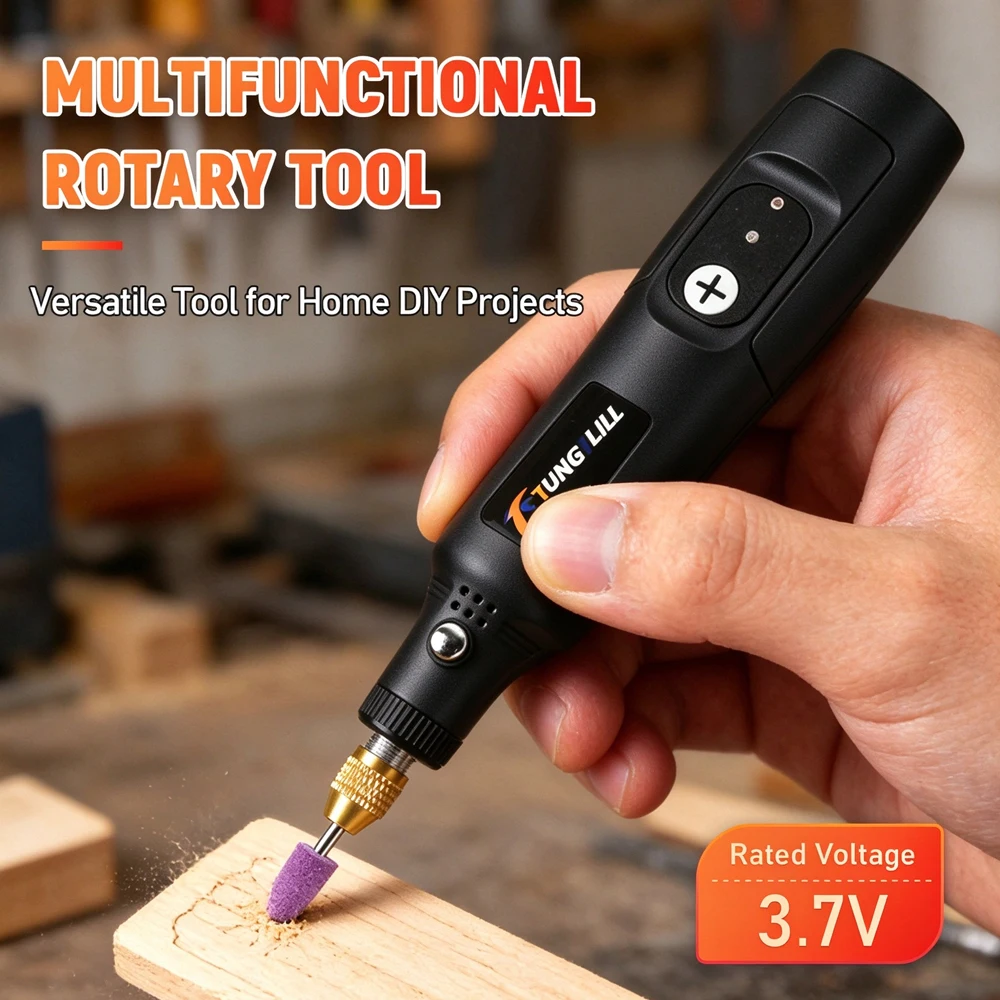 Mini Cordless Drill Rotary Tool USB Rechargeable Engraving Pen 10000RPM Cordless Engraving Pen for DIY Polishing