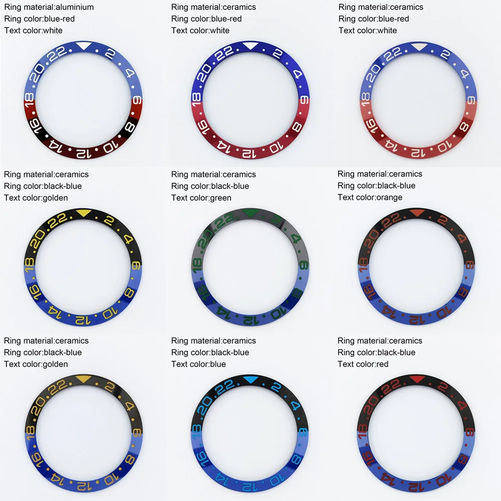 38-30,7 mm Keramik-Lünette mit schräger Oberfläche und Super-Luminova-Beschichtung für GMT-Uhren, passend für 40-mm-Uhrengehäuse, Uhrenzubehörteile – Detail 4