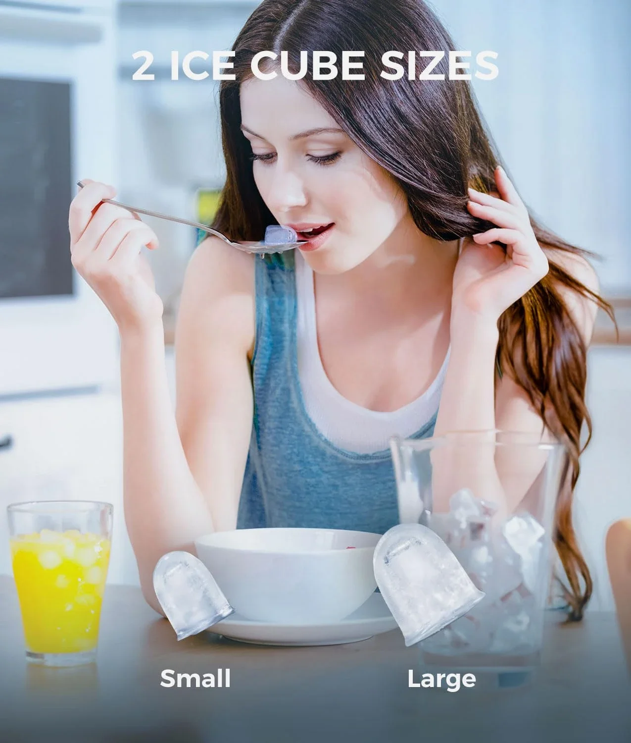 Self-Cleaning Countertop Ice Maker - Efficiently Produces 9 Ice Cubes in Just 6 Minutes - 26lbs/24Hrs Capacity - Includes Conven