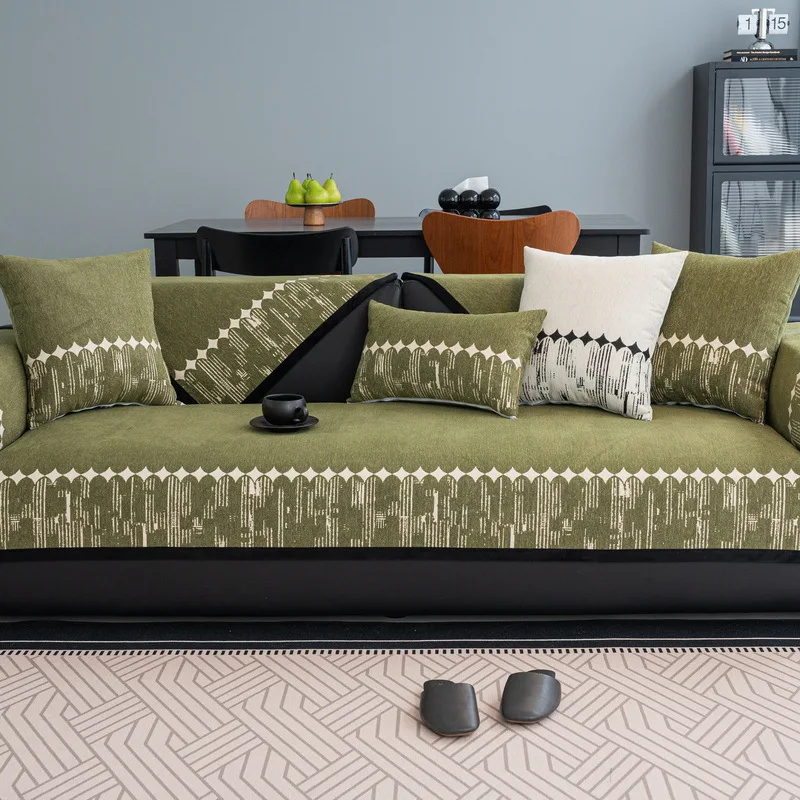 1PC Luxury Chenille Sofa Cover,Non Slip T-Shaped Sofa Pad, Pet Friendly All Seasons Machine Washable Lounge Chair Protector