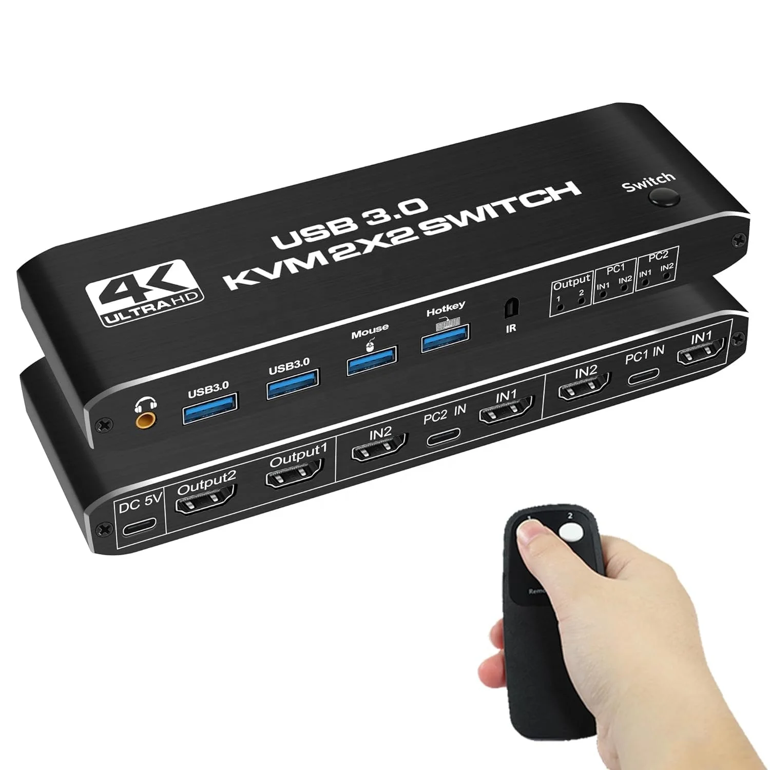 2x2 HDMI KVM Switch 4K60Hz 2 In 2 Out Dual Monitor KVM HDMI Extended Display USB KVM Switcher 1080P@144hz PC Accessories