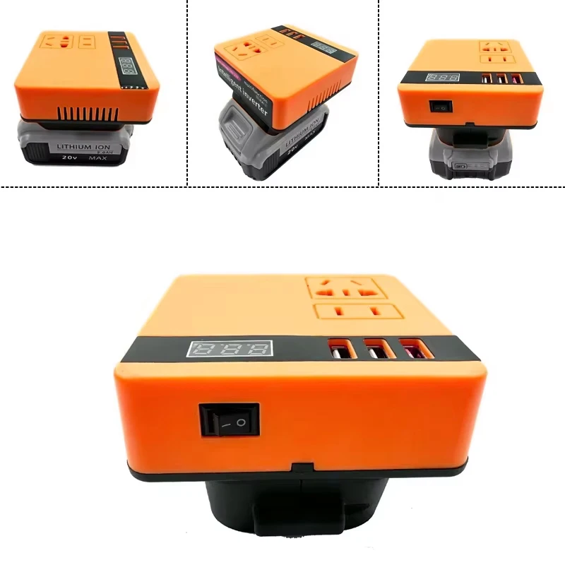 220V Battery Inverter Modified Sine Wave Inverter Generator for Dewal 18V Li-ion Battery with USB Port AC for Outdoors Camping