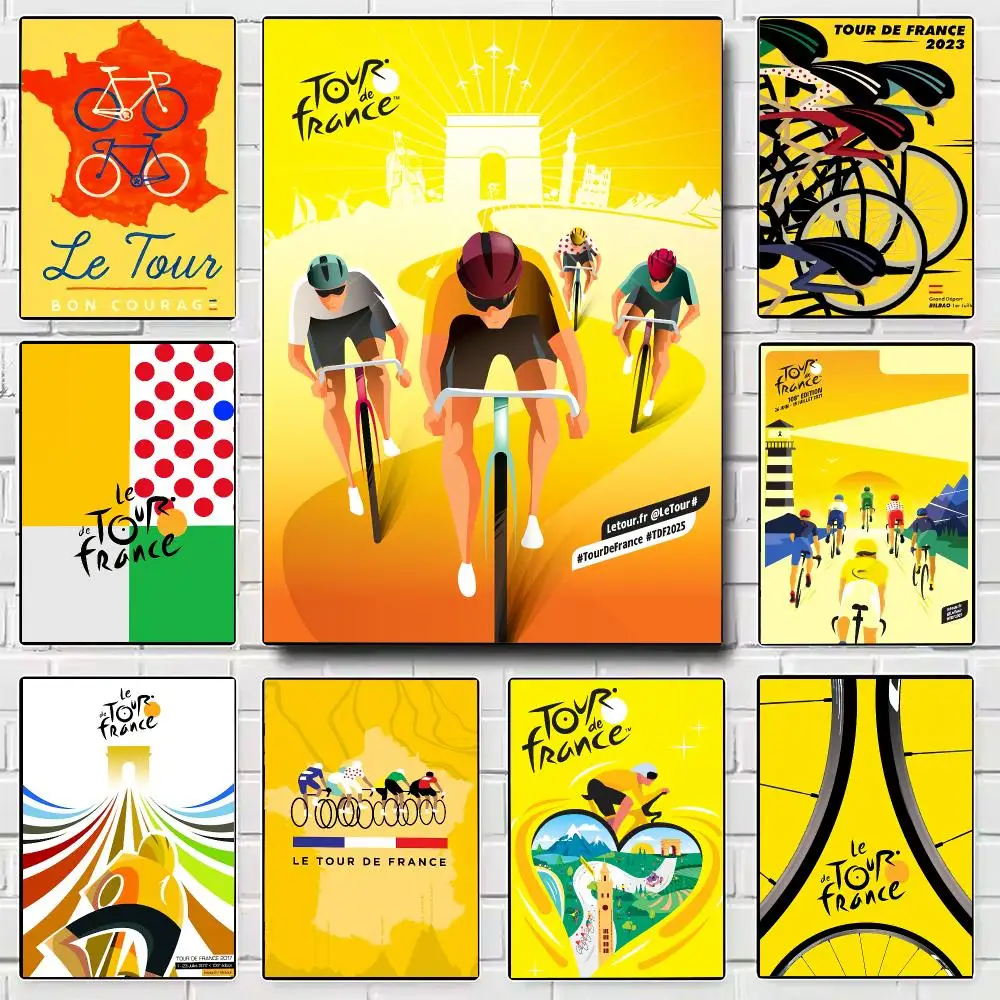 Vintage Sports Bike Cycling Tour de France Poster Modern Wall Art for Bedroom Living Room Cafe Bar Aesthetic Home Decor Gift