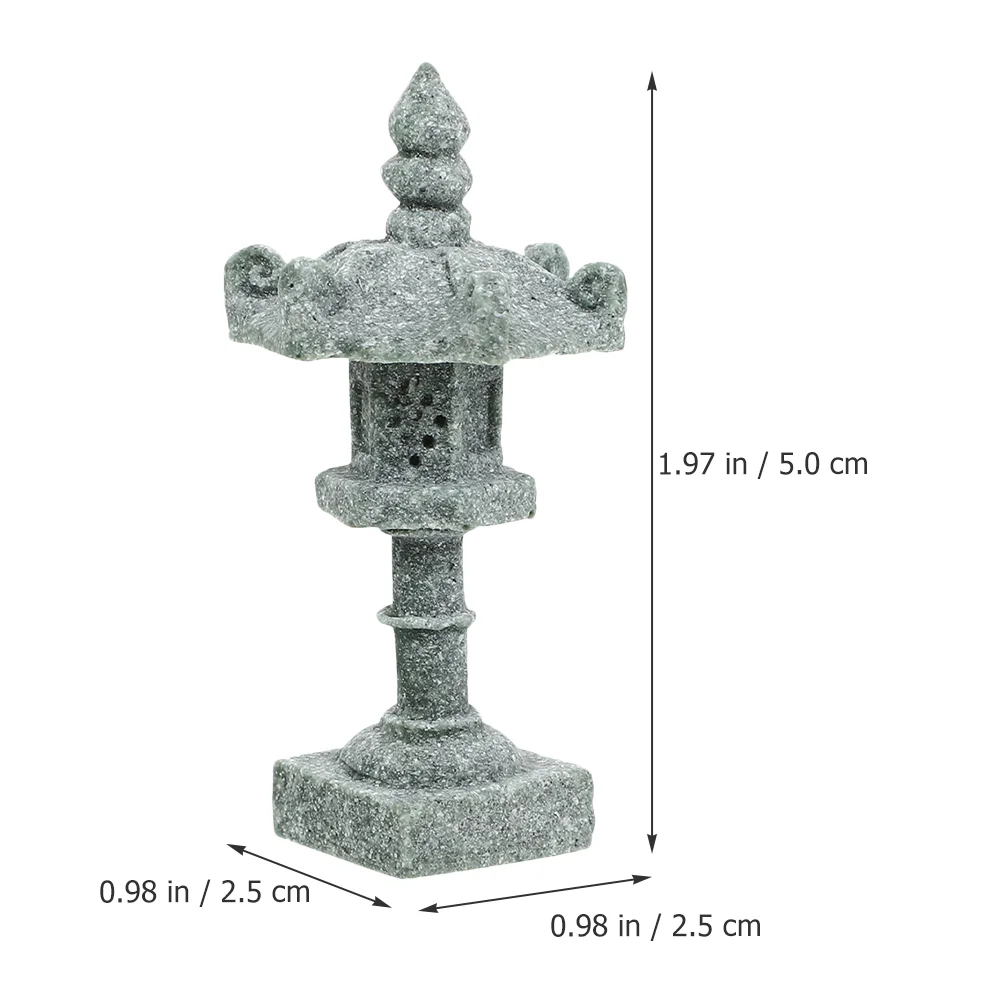 2 Pcs Japanese Tower Light Decoration Pagoda Zen Garden Statue Japanese-style Stone Mini Model Accessories