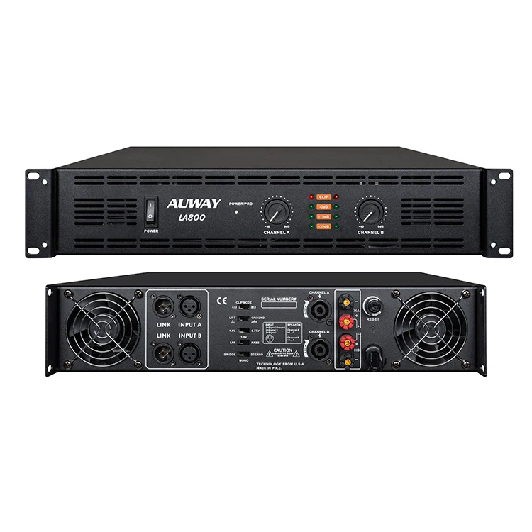 

Hot Stage Amplifier LA800 Class H 2U 2X800W 22KG For Bar/Music Festivals Power Amplifier