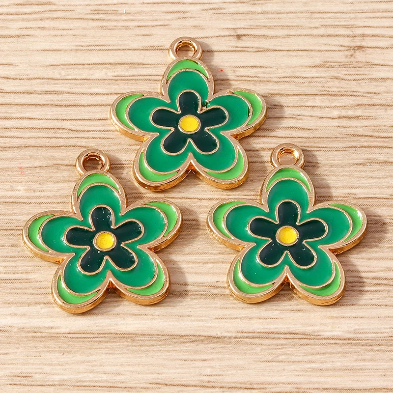 Tusember 10 Stück Emaille Cartoon Hübsche Blumen-Anhänger Niedliche Blumen-Charms für Halsketten, Ohrringe, Armbänder, Schmuckherstellung, Basteln – Detail 24