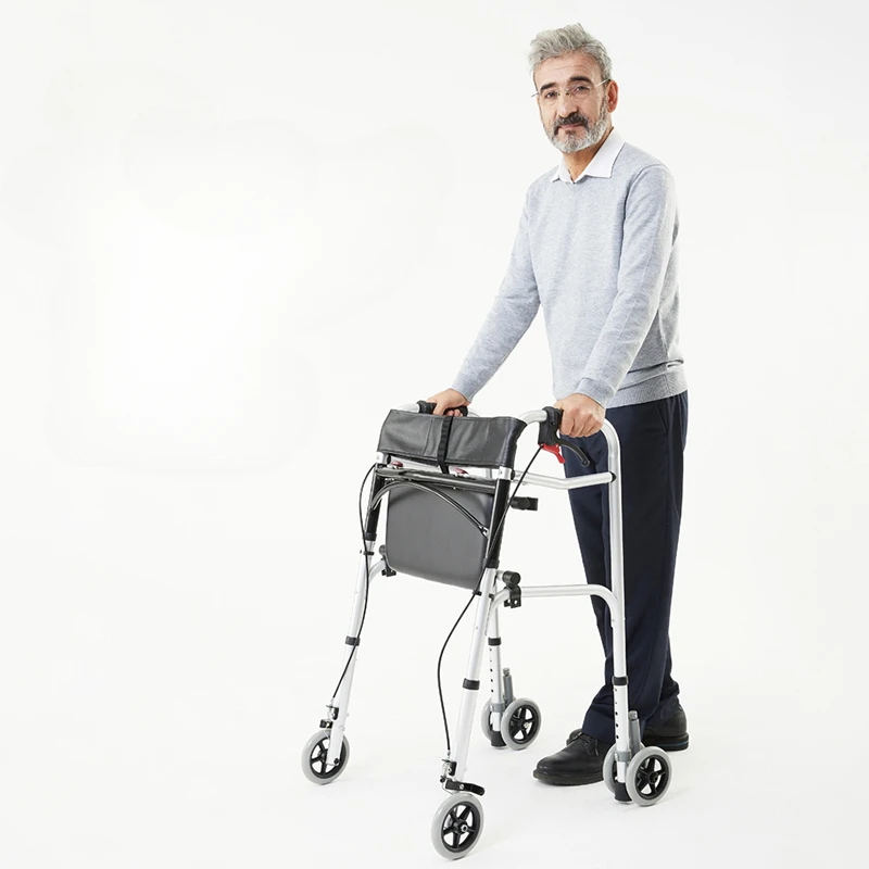 Walking assistant with wheels and seat Learning walker for elderly Hand-pushed walking aid with hand brake for seniors