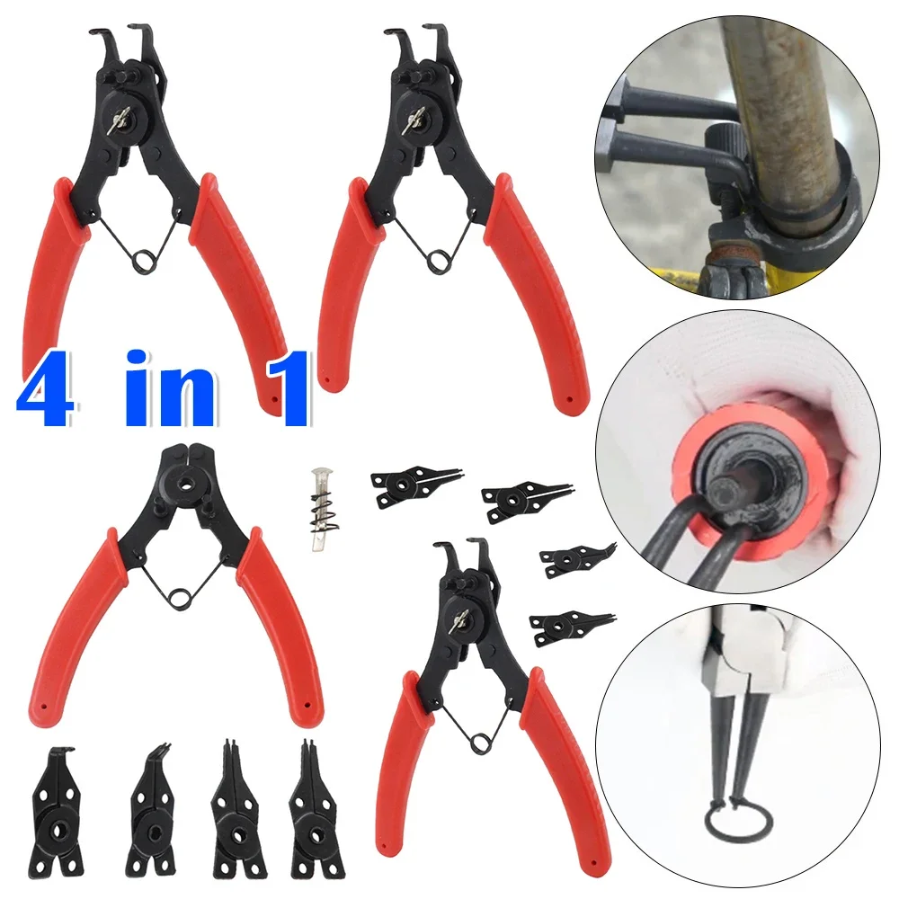 Circlip Pincers Set 4-In-1 Snap Ring Pliers Retaining Crimping Tongs Spring Installation And Removal Hand Tool Multi Crimp Tool