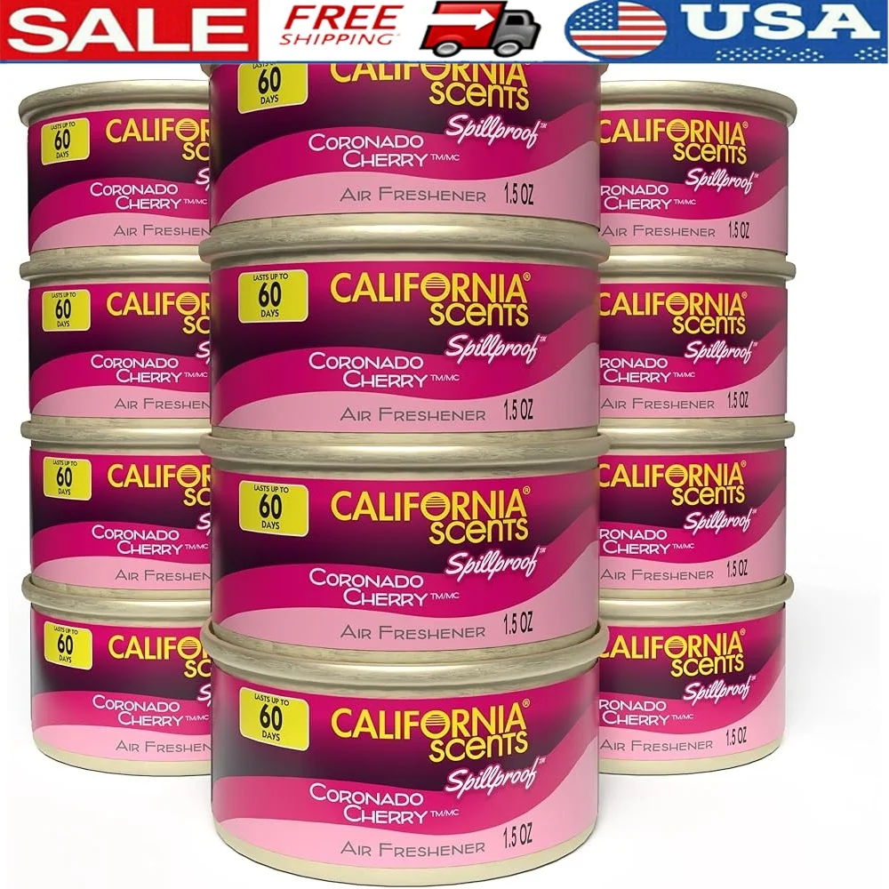 

12 упаковок, водонепроницаемый освежитель воздуха, нейтрализатор запаха, банки Coronado Cherry Scent, домашний автомобиль, стойкий аромат, 1,5 унции каждый