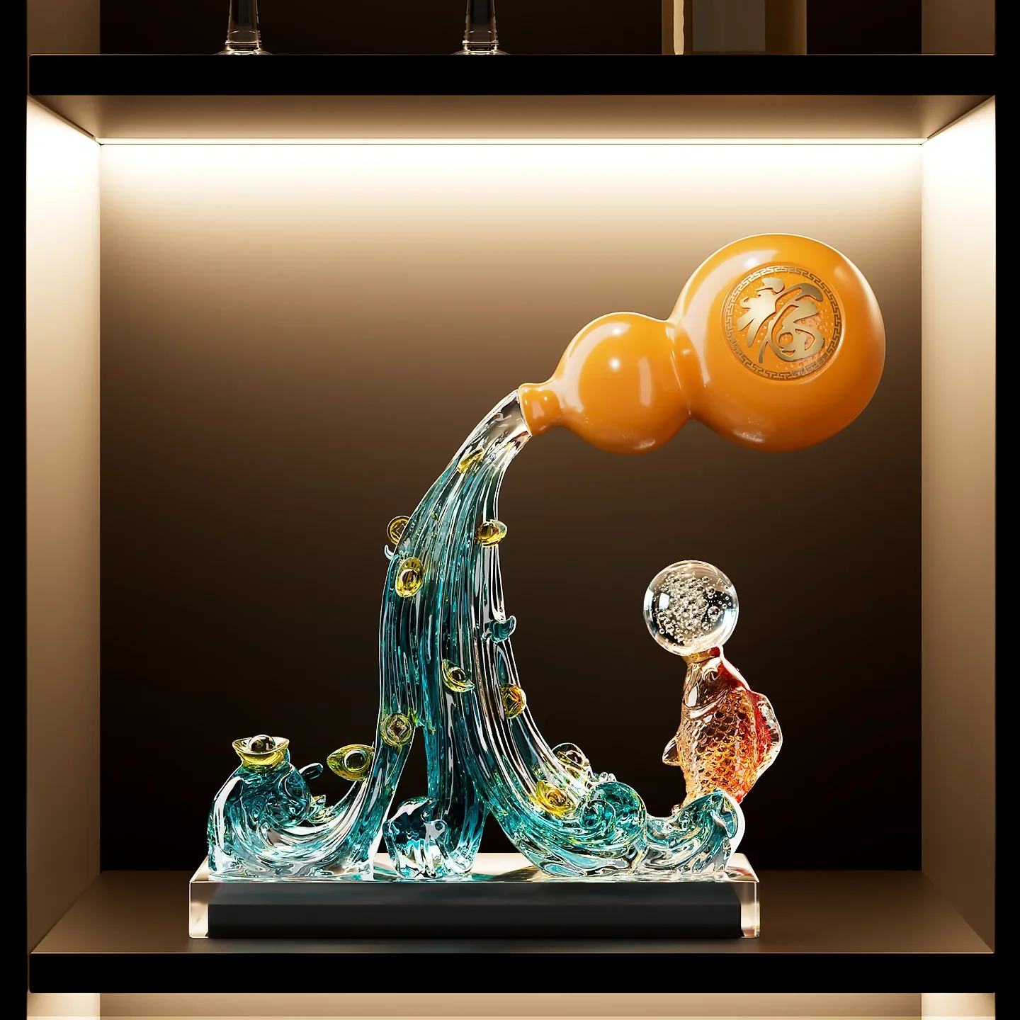 DSA new Chinese style Fengsheng water gourd ornament, living room moving gift, office decoration, housewarming gift