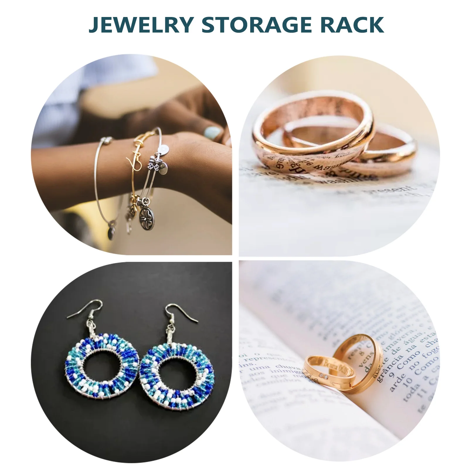 Three-Tier Wooden Jewelry Ring Rack Display Stand Multi-Layer Design for Rings Bracelets Organizer Ring Holder