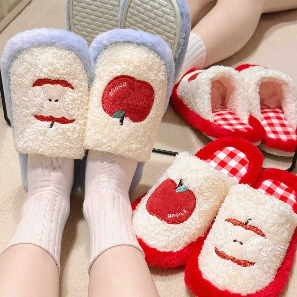 Симпатичные тапочки в сетку в полоску, мягкие зимние шлепанцы на толстой подошве, женские бесшумные повседневные тапочки с фруктами, мужские