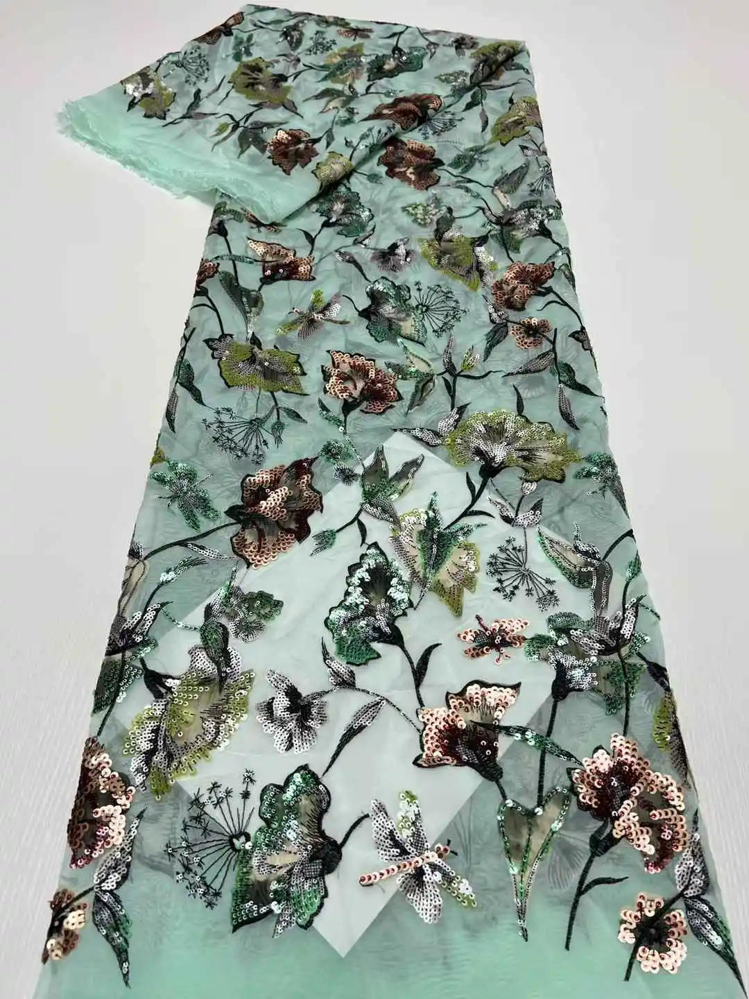 2025 Kain Renda Tulle Payet Bordir Lembut Elegan Halus Kualitas Tinggi Terbaru untuk Gaun Malam Pernikahan U_Ge2568