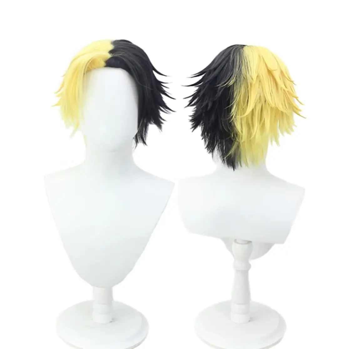 Cosplay Mashle: Magic and Muscles Wig Anime Rayne Ames Wig Black Yellow Short Hair Halloween Anime Party