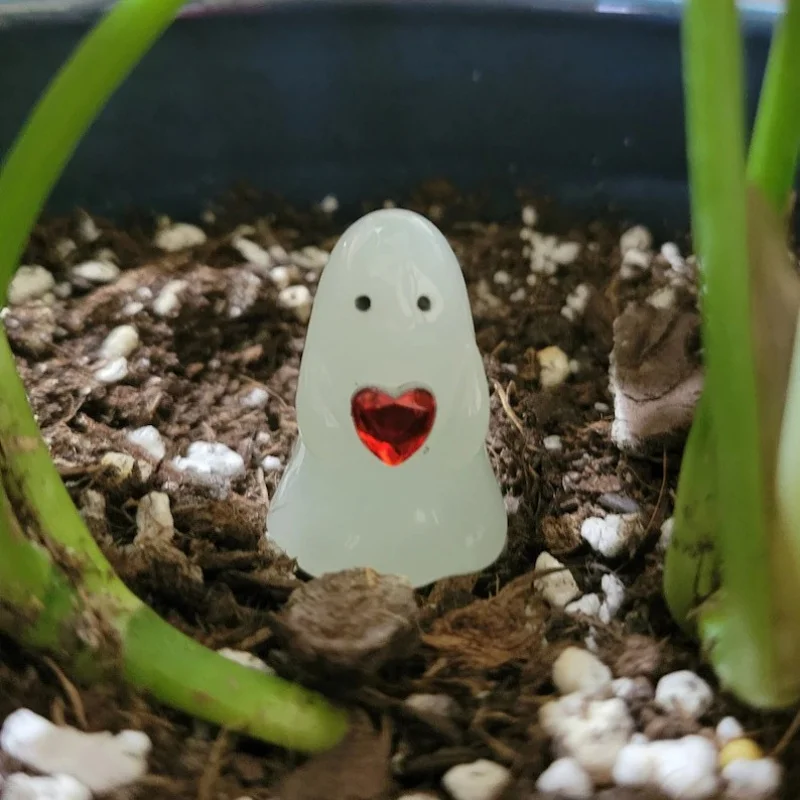 أصيص زهور الشبح الفوسفوري - يتوهج في الظلام لديكور الهالوين، زخرفة وعاء نبات كرتوني لطيف، هدية رائجة لديكور المنزل