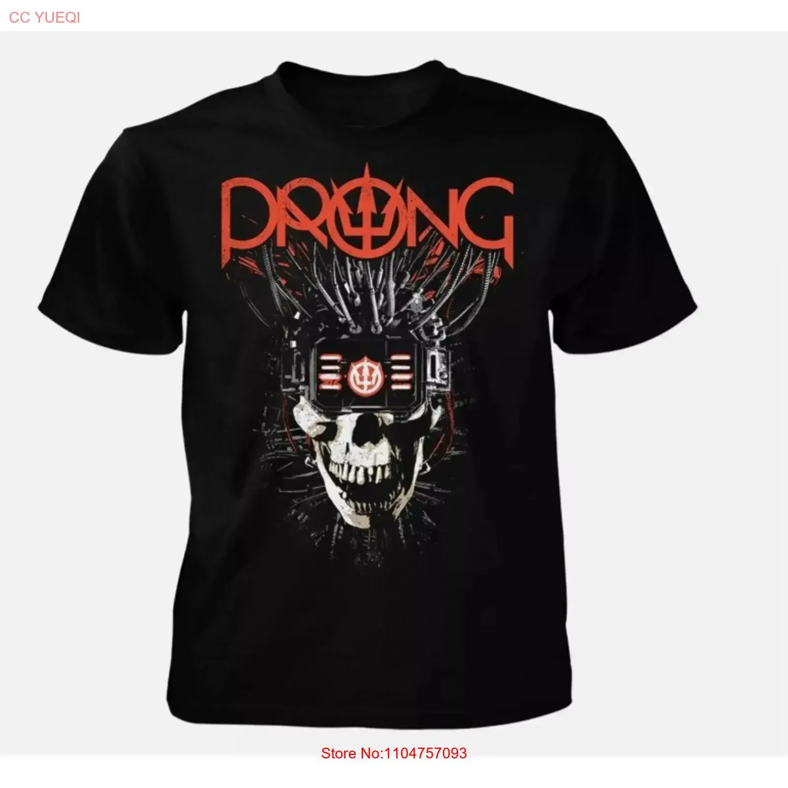 Trend Prong Band Black Color All Size T Shirt For Fan vintage Washed fashion streetwear Versatile Slightly Casual