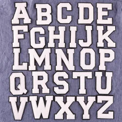 8cm White Chenille Letter Patches Iron on For Clothing Towel Embroidered Felt Alphabet Heat Adhesive DIY Accessories ABC DEFG