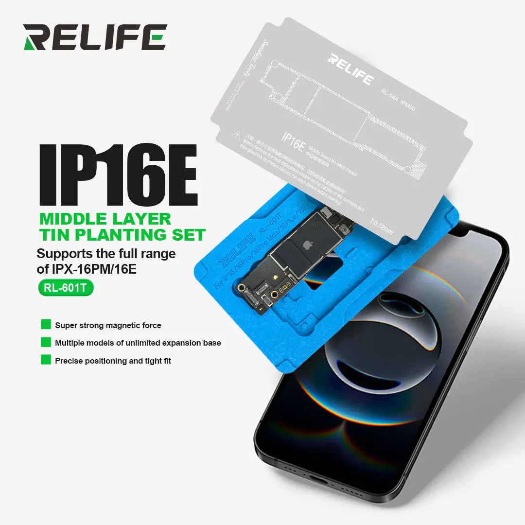 

RELIFE RL-601T 26 in 1 IPX-16E Middle Layer Tin Planting Set Motherboard Middle Layer Board Tin Planting With Stencil