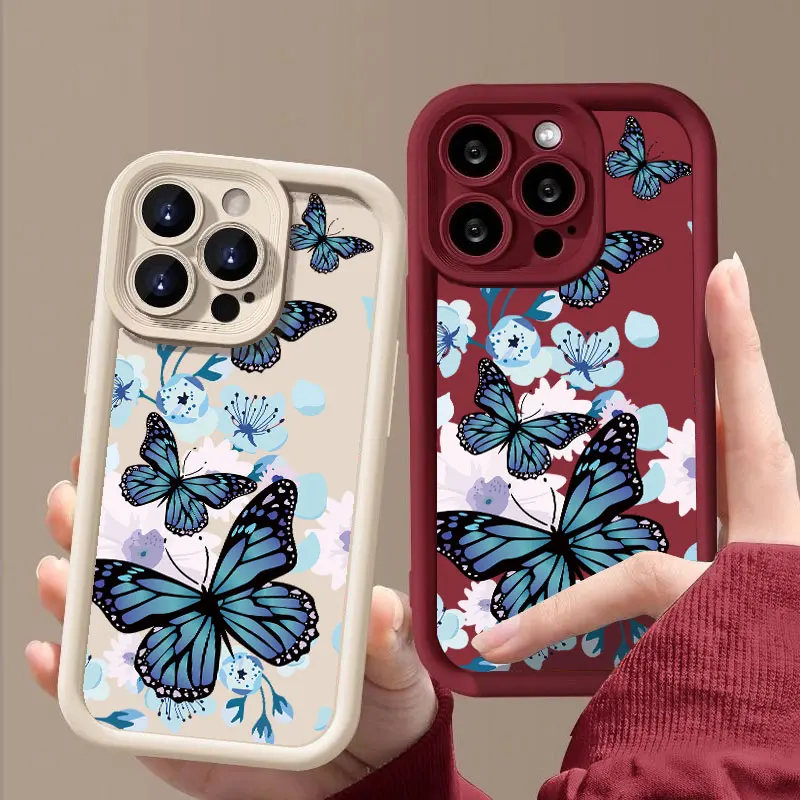 Butterfly Fasion Case for iPhone 15 14 13 12 11 Pro Max Plus 13 Mini X XR XS MAX 8 7 All-inclusive Anti-drop Soft Cover Coque