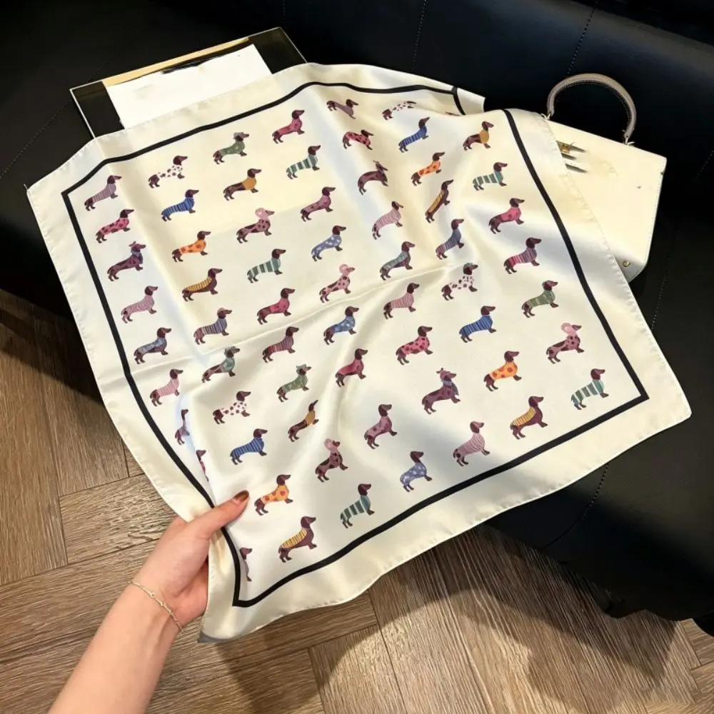 Printed Dachshund Print Print Scarf Y2K Spicy Girls Animal Printed Silk Scarf Korean Geometric Shape Punk Bandana Vacation
