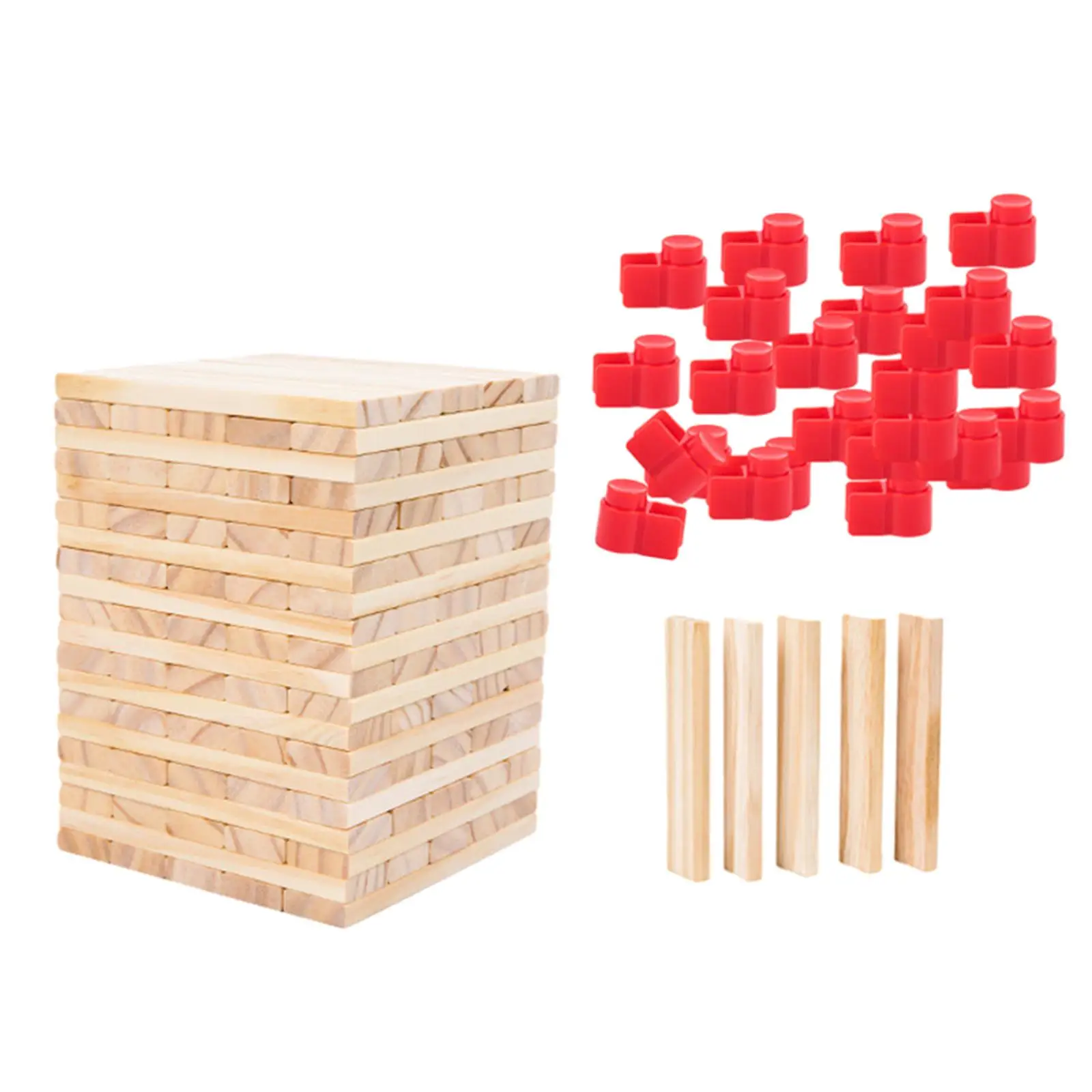 100x Wooden Blocks Stacking Game Montessori Toys Development Toys DIY Building Kits Tumbling Block for New Year Ages 3-6 Kids