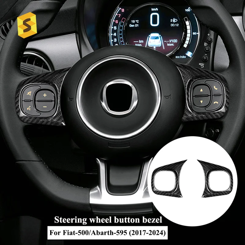 

Real Hard Carbon Fiber Steering wheel button bezel Trim For Fiat-500/Abarth-595 2017-2024 2023 2022 2021 2020 2019 2018 Upscale