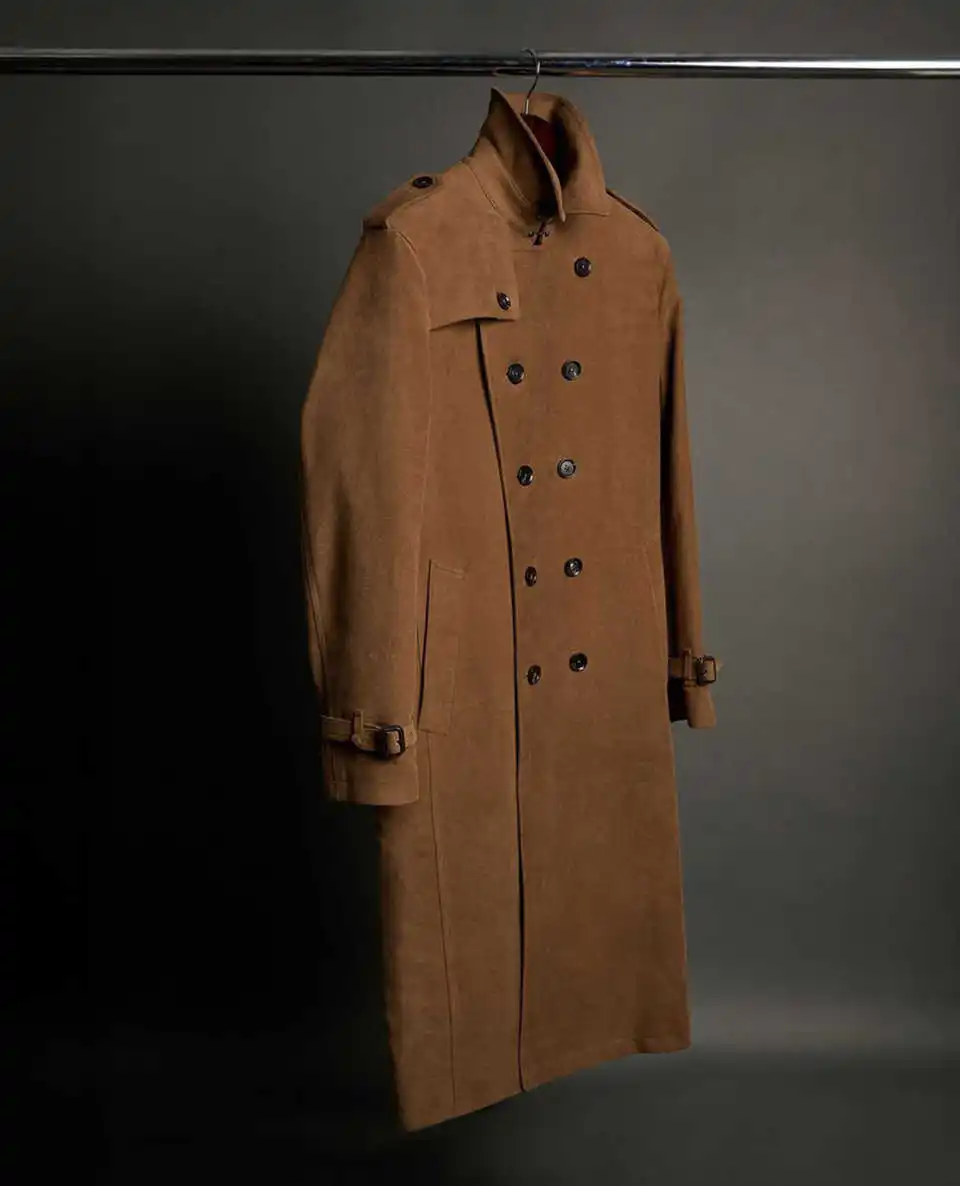 

Windbreak Woolen Men's Long Blazer Stand Collar Winter Jacket Tuxedos Business Party Wear Long Overcoat Customized