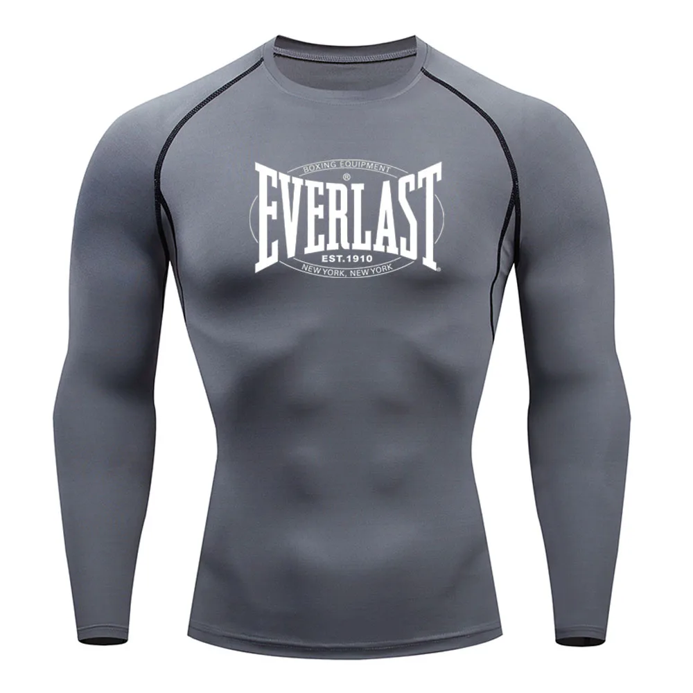 EVERLAST BOXING New Men's Running Compression T-Shirt Short Sleeve Gym Workout Shirts Jogging Sportswear Sweatshirts Printed