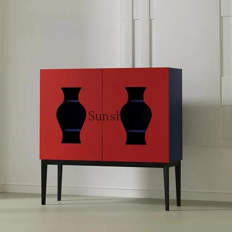 

Retro solid wood dining side cabinet, living room entrance entrance locker