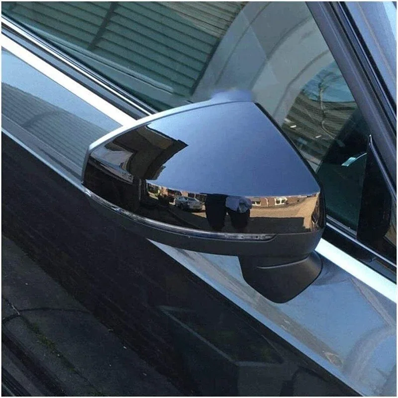 Fit For Audi A3 S3 RS3 8V 2013-2019 Glossy Black Rearview Mirror Cover Cap Left & Right Lane Assist