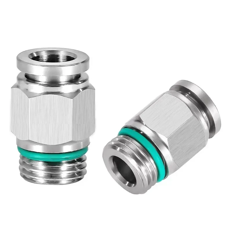 10pcs 304 Stainless Steel PC Pneumatic Quick Connector G Thread  Thread Pipe Water Gas Connector M5 1/8" 1/4" 3/8" 1/2" BSP