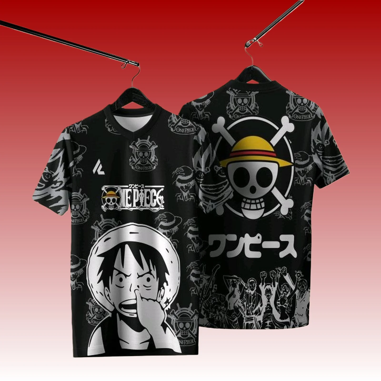 Bandai 2026 New Jersey Japanese Anime Luffy Zoro T-shirt Sports Street Loose Quick Drying Breathable Top Family Matching