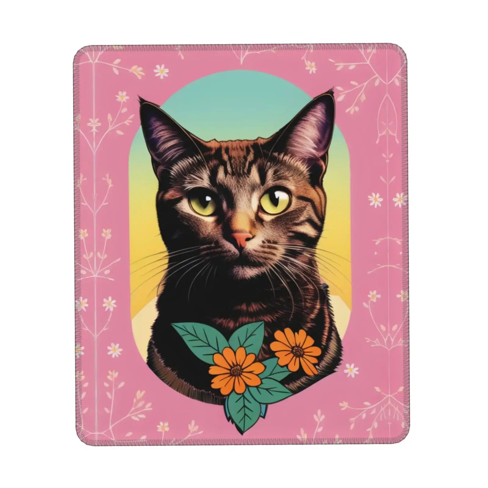 

Hot-Selling Vintage Cat With Flower Mouse Pads Comfortable Gaming Mousepad Mouse Mat Keyboard Mats Desk Pad Mousepads 18x22cm