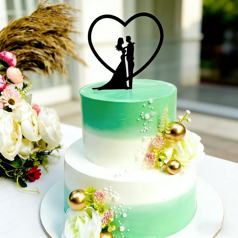 Décoration de gâteau de mariage chic INS Mr & Mrs, en acrylique noir, pour la Saint-Valentin, fête de mariage, cadeau, décoration de dessert