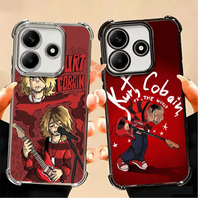 Retro Singer Kurt Cobain Soft Phone Case For Xiaomi Poco X7 X8 Pro Max X6 X5 X3 F8 Ultra F7 M8 M7 M5S Redmi 15C 15A 15 14C 13C 1