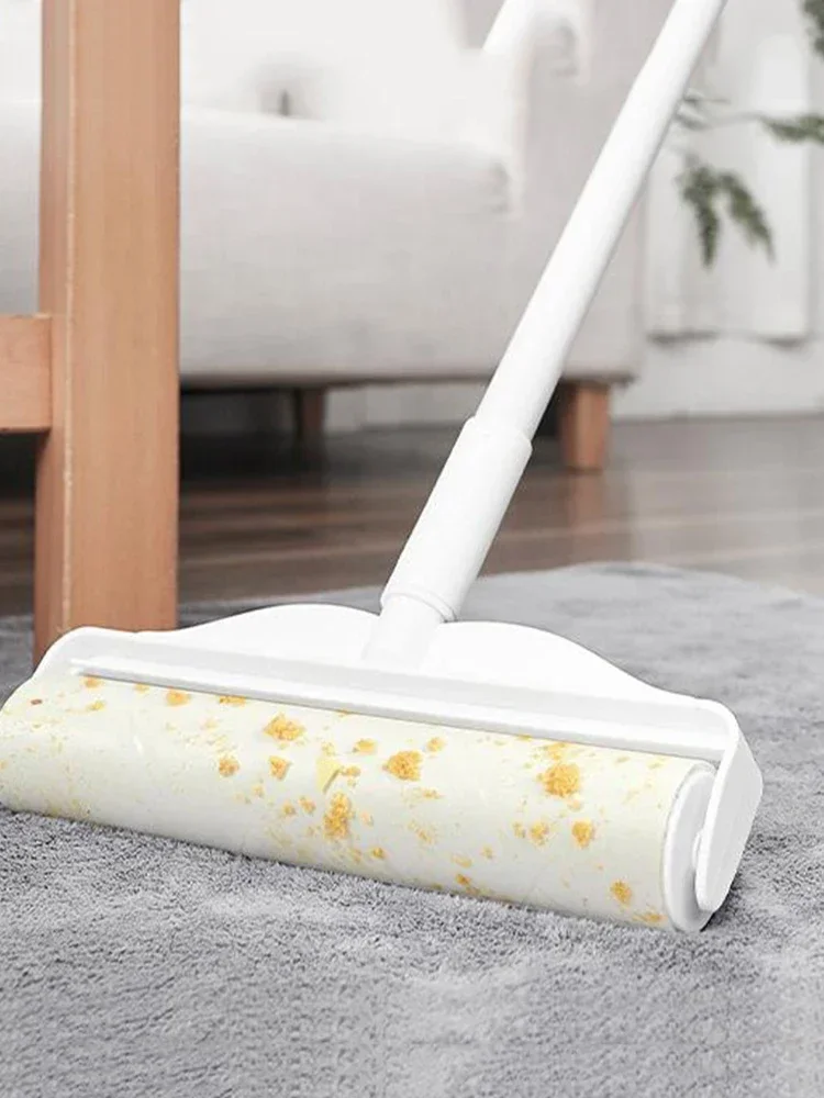 Long Handle Detachable Sticky Roller Cleaner Sofa Bed Floor Carpet Cleaner Clothes Pet Hair Dust Removal Brush Feather Collector