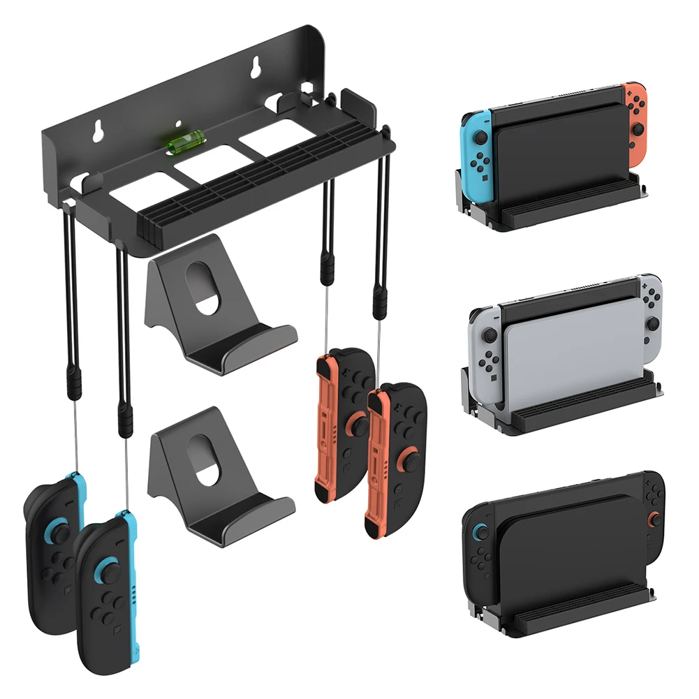 حامل وحدة التحكم مع فتحات لبطاقة الألعاب و4 منظم تخزين شماعات Joy-Con مع حامل وحدة تحكم لجهاز Nintendo Switch2