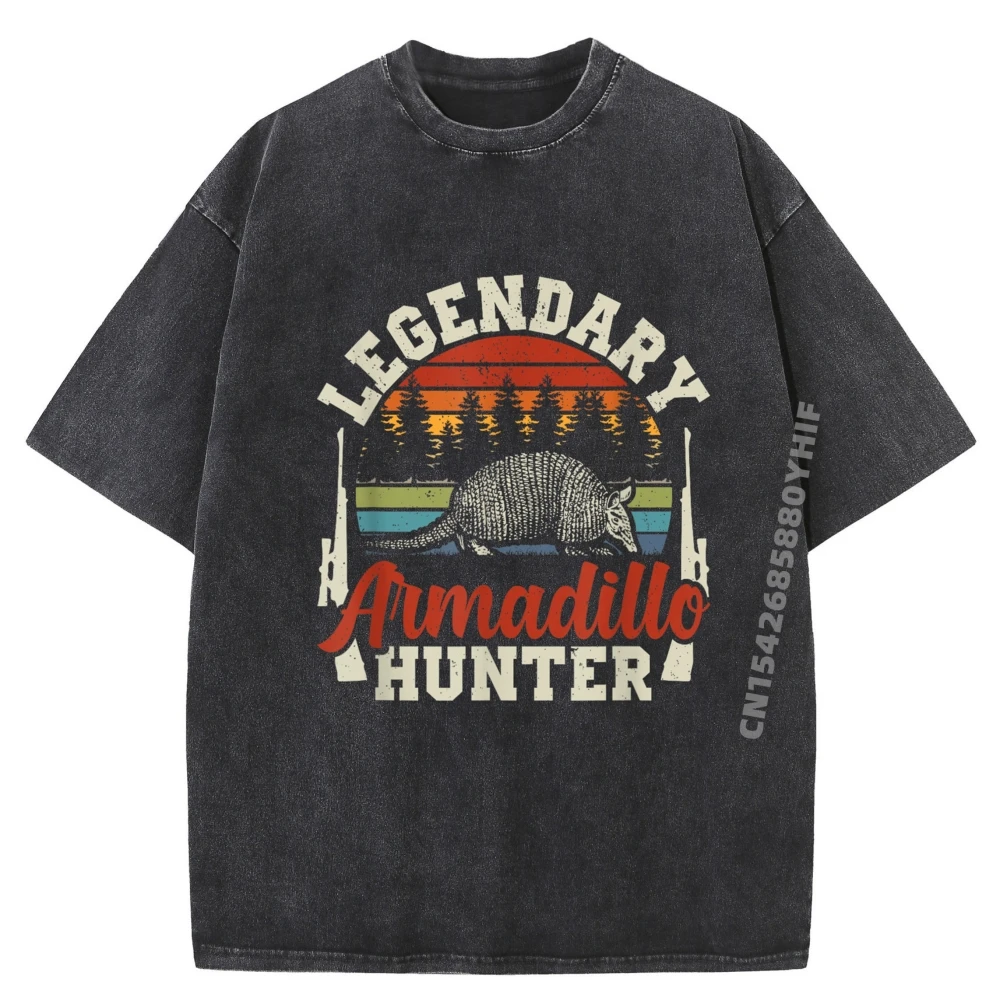

Ретро стираные футболки, легендарная броненосец, охотничья мужская одежда, мужская уличная одежда больших размеров, футболка с графическим рисунком