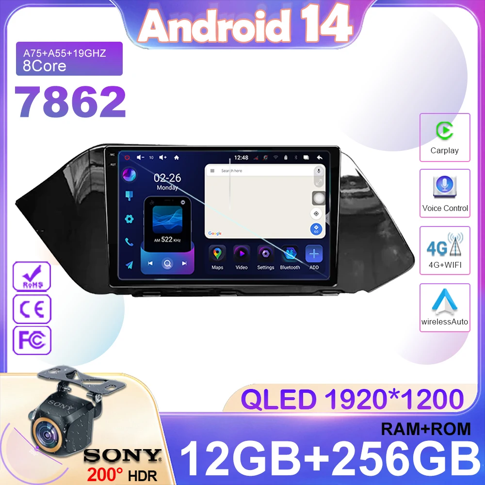 Android 14 Car For Hyundai Sonata DN8 2019-2020 Auto Radio Stereo Multimedia Player GPS Navigation NO 2din DVD Wireless Carplay