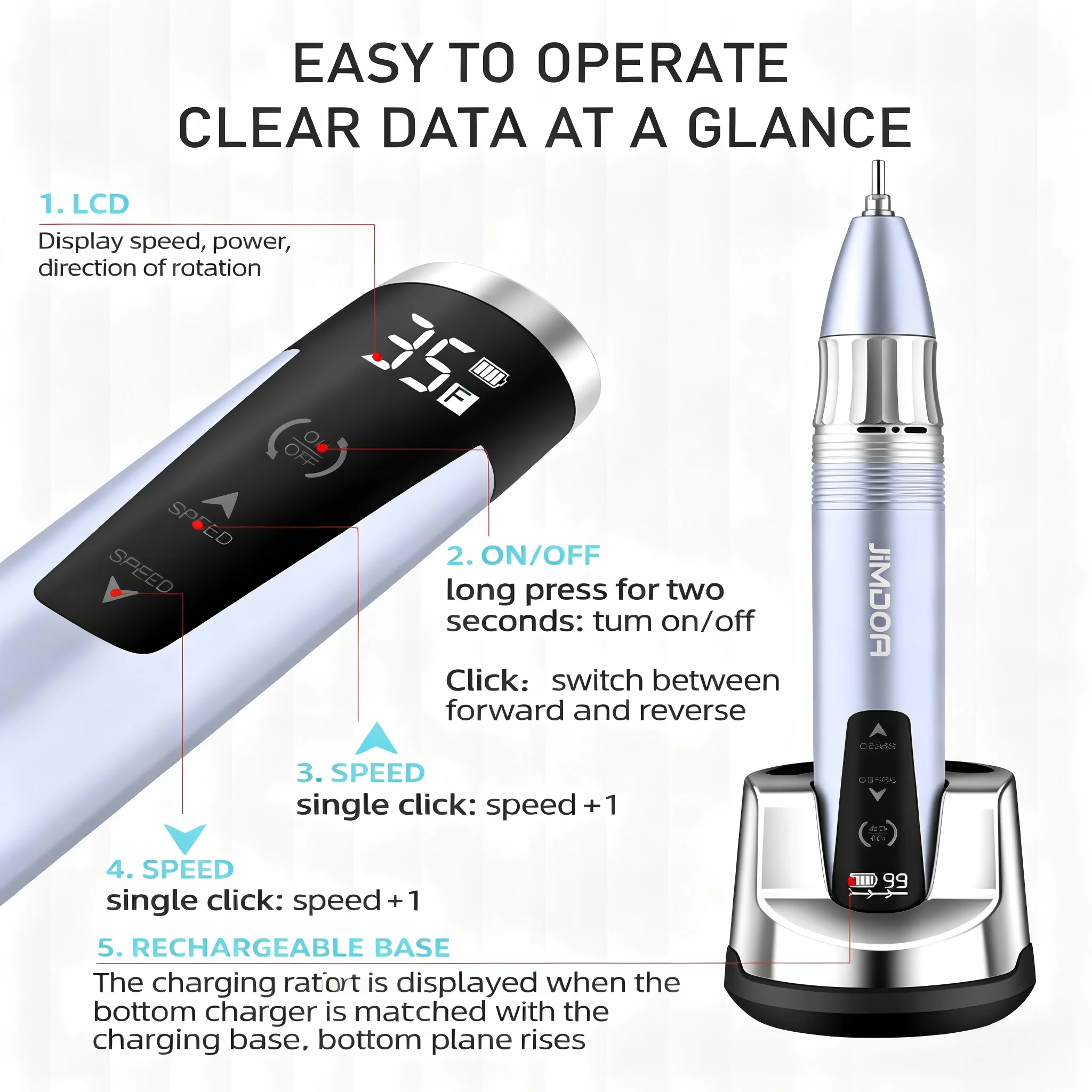 Lima de uñas tipo bolígrafo de - Nail Drill Machine reseña y precio