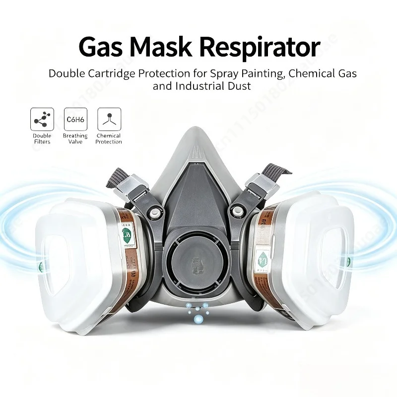 Gas Mask for Spray Paint Anti Chemical Gas Industrial Dust Respirator Protective Face Breathing Cover