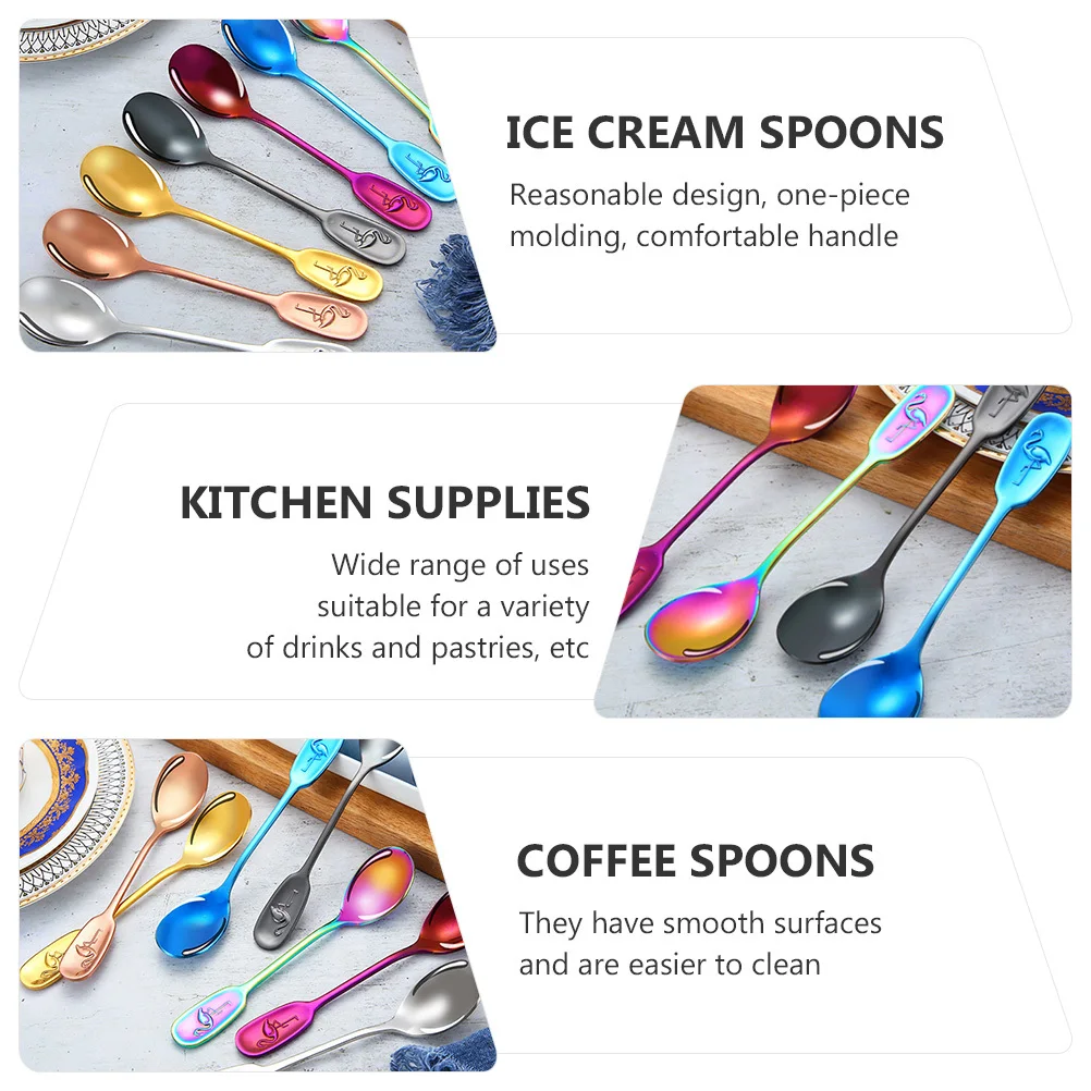 

4 шт. кофейные ложки из нержавеющей стали, цельные формованные удобные ручки, гладкая поверхность, можно мыть в посудомоечной машине, десертные ложки для смешивания