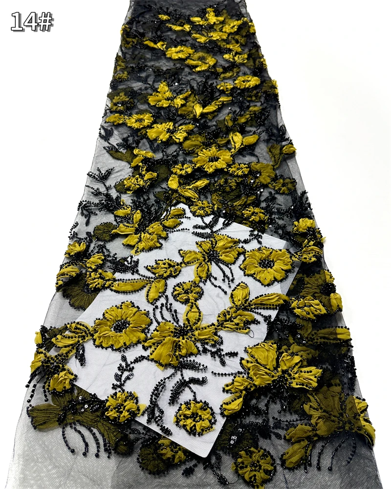Nigeryjska koronka z cekinami, afrykańska koronka z koralikami, wysokiej jakości tkanina koronkowa 5 jardów, afrykańska francuska tiulowa koronka siatkowa, materiał na suknię ślubną