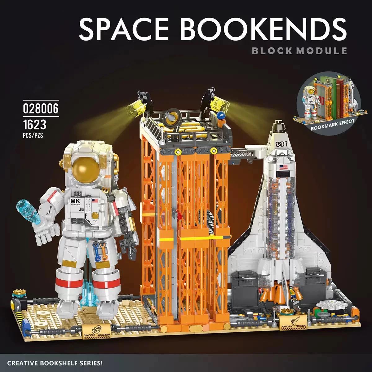 1623PCS Space Bookends Building Blocks DIY Rocket Astronaut Model STEM Educational Desk Decor Gift Boys Kids Birthday view 2