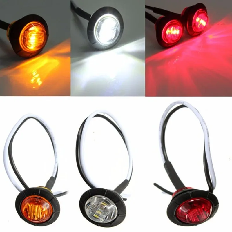 

10PCS 3/4" Side Marker Clearence Car Lights Front Rear Indicators Light for Truck Bus Trailer Van Caravan Boat Taillight