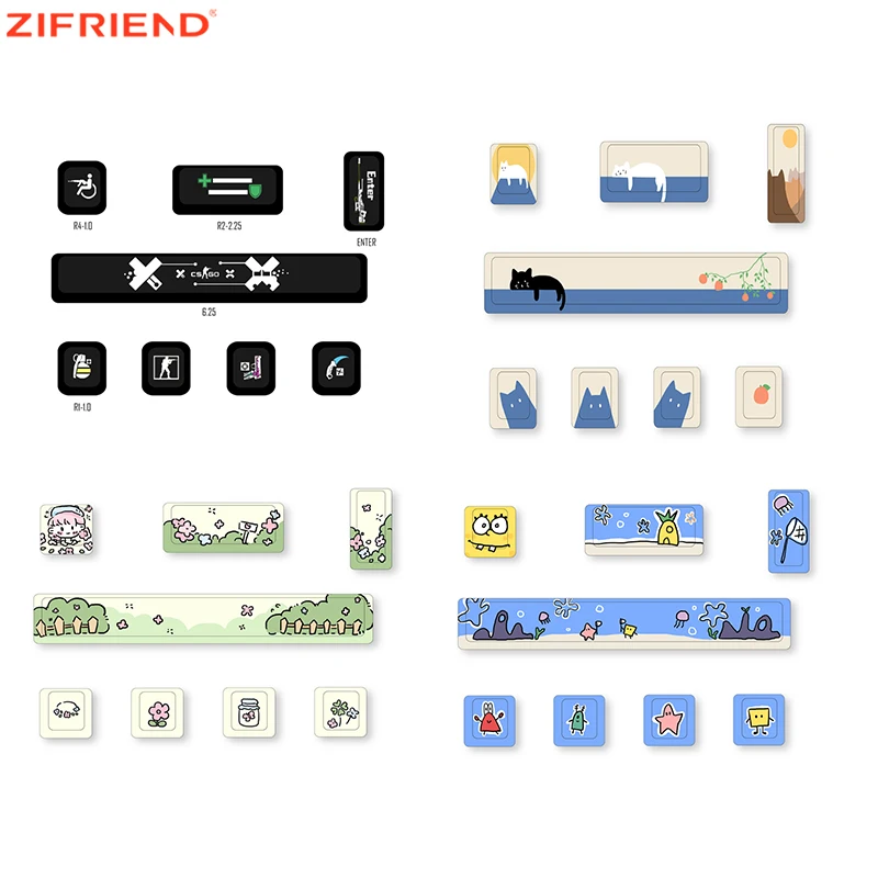 Clavier mécanique Anime Keycaps, barre d\'espace 6,25 U, sublimation à cinq côtés, pièces de claviers recommandées, supplémentaire prédire, original,